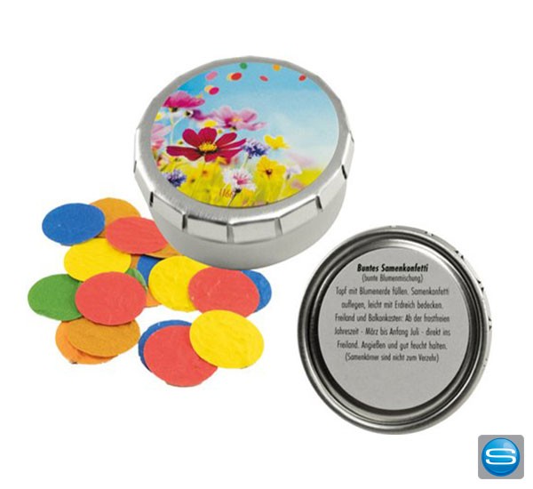 Pflanzdöschen mit Samenkonfetti und Ihrem Logo bedruckt