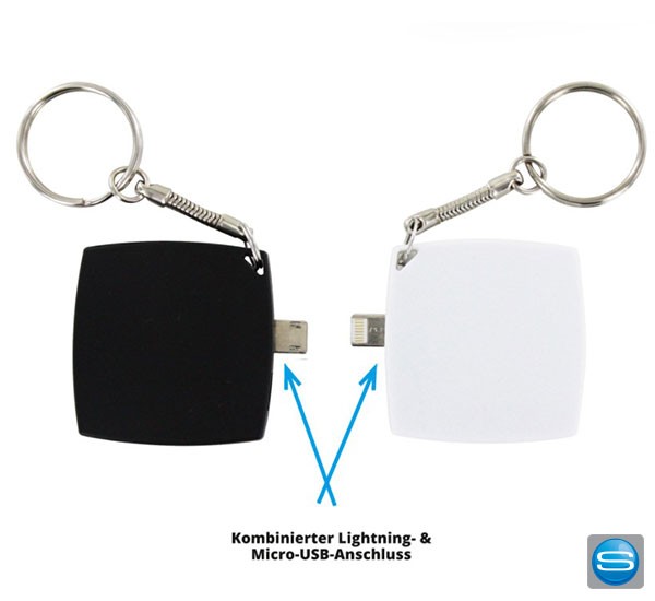 Mini Powerbank mit 2in1 Anschluss und individuellem Aufdruck
