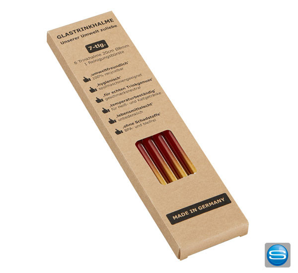 Deutschland 7er-Set Glastrinkhalme als Werbegeschenk