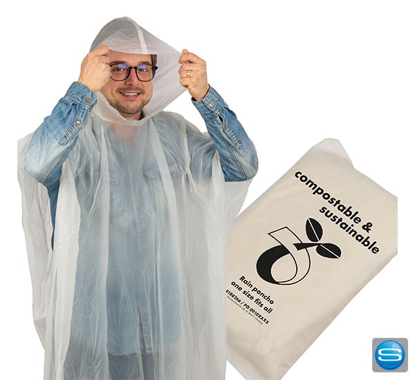 Kompostierbarer Regenponcho mit Logo