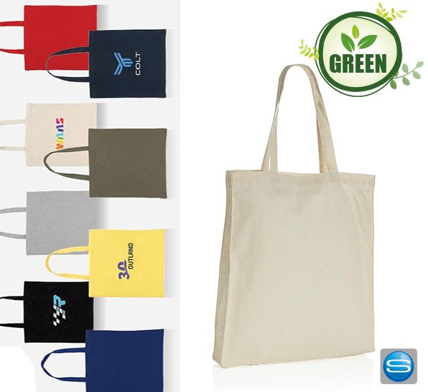 Recycling Baumwolltaschen mit Boden als individuelles Werbegeschenk