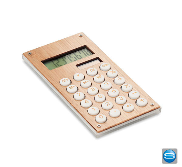 Dual Taschenrechner aus Bambus mit Ihrem Firmenlogo