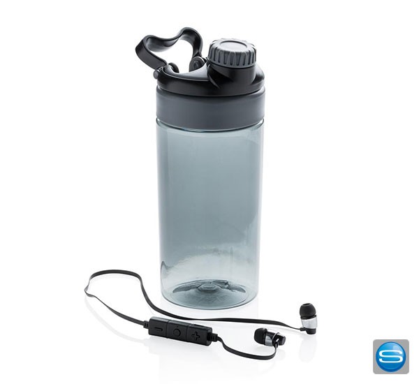 Auslaufsichere Trinkflasche inklusive kabellosen Kopfhörern
