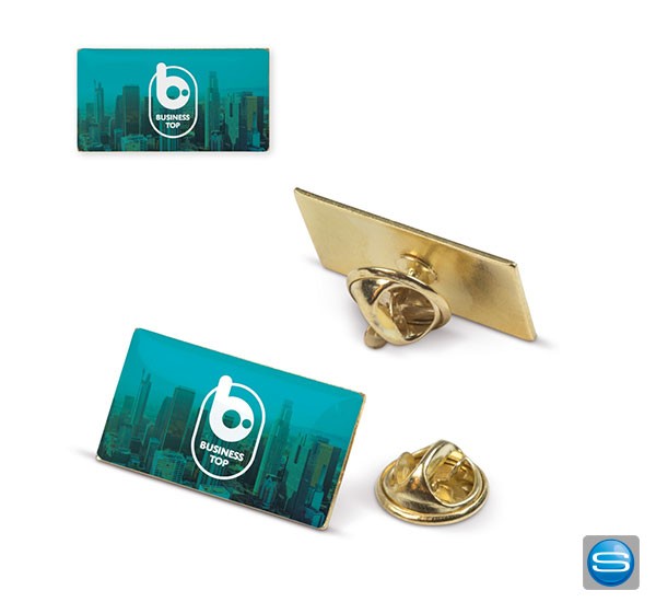 Rechteckiger Metal Pin als Werbeartikel