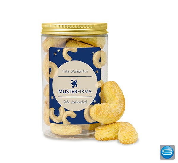 Vanillekipferl in der Dose als süßes Weihnachtspräsent