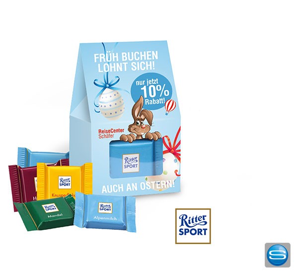 Bedruckte Werbetüte mit schokoladiger Füllung