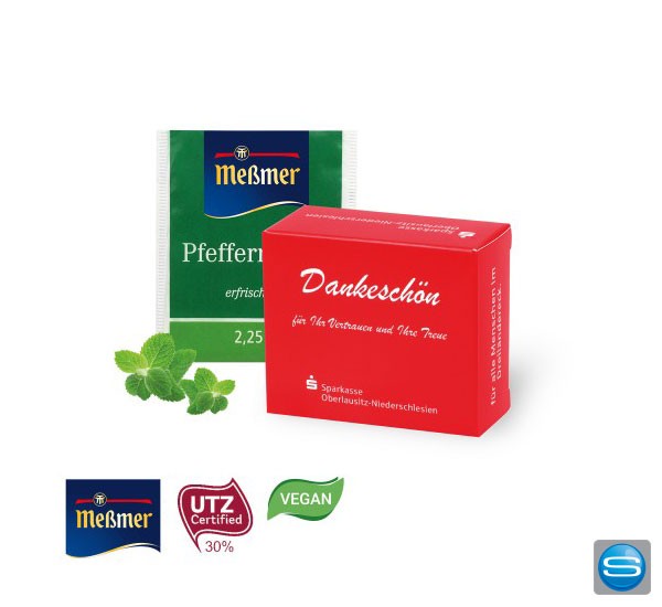 Werbetee in der Präsentbox mit Ihrer Werbebotschaft