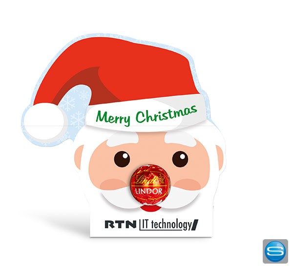 Lindt Lindor Kugel als Santa Claus auf Werbekartonage