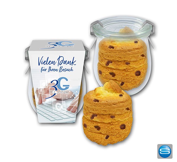 Kuchen im Glas als Werbegeschenk