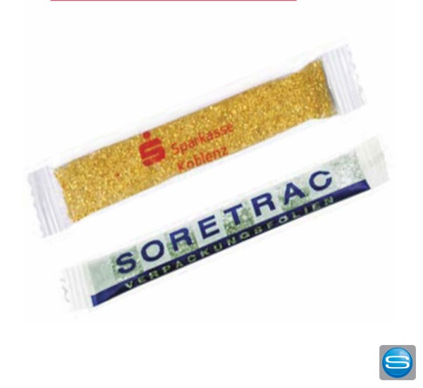 Goldzucker / Silberzucker als Werbezucker im bedruckten Tütchen