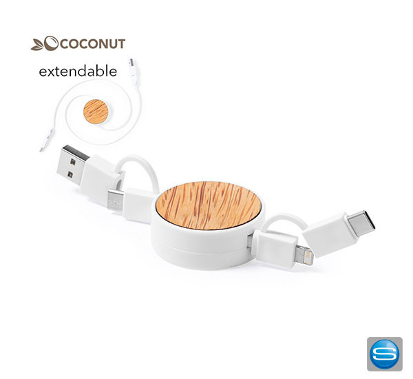 Bedruckbares USB-Verlängerungskabel mit Ladegerät als Werbeartikel