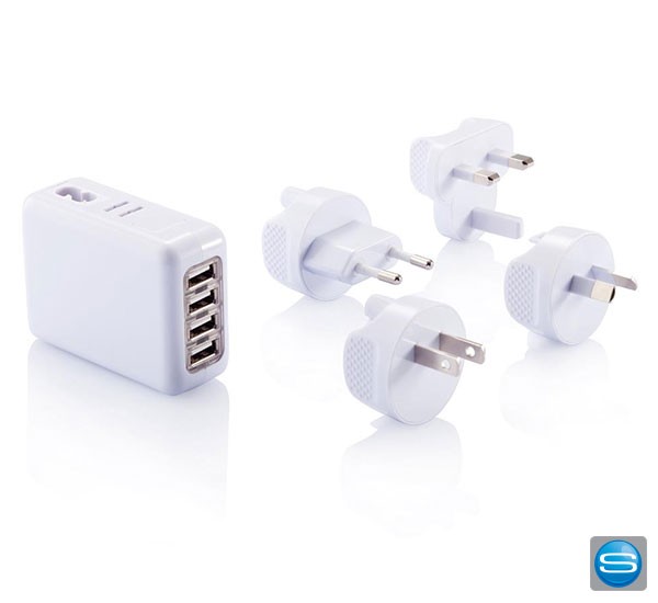 4-fach USB-Reiseadapter als praktisches Werbegeschenk