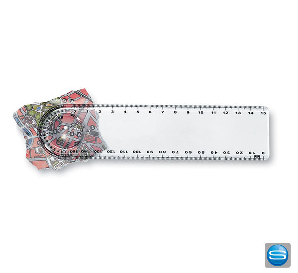 Lineal mit Lupe und Winkelmesser als Werbemittel