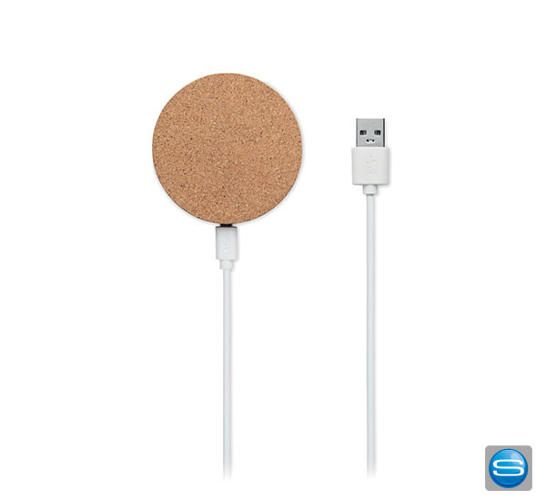 Induktive Ladestation aus Kork mit Ihrer Werbung