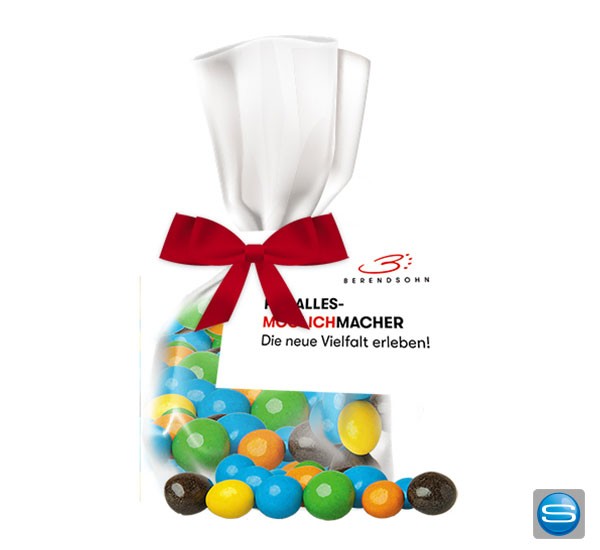 Bunte Erdnüsse im Flachbeutel individuell bedruckbar