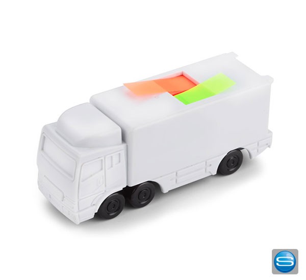 Klebezettel in kleinem LKW als Werbegeschenk