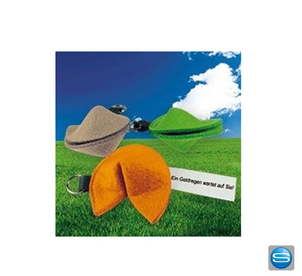 Schlüsselanhänger Glückskeks mit persönlicher Werbebotschaft