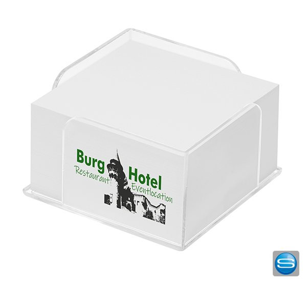 Transparente Zettelbox bedrucken