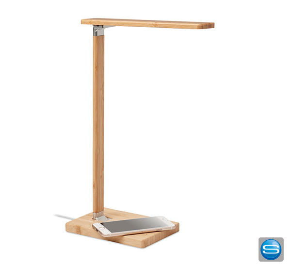 Tischleuchte mit induktiver Ladestation als Werbegeschenk