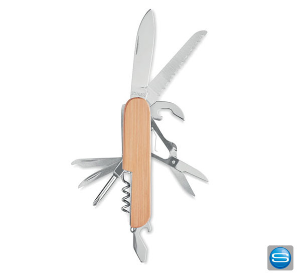 Multifunktionstaschenmesser aus Bambus mit Ihrem Logo