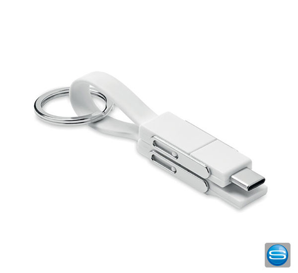 Bedruckbarer Schlüsselanhänger mit 4in1-Ladekabel