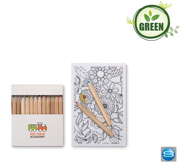 Buntstifte-Set mit Karten zum Ausmalen als Werbeartikel mit Logo bedrucken