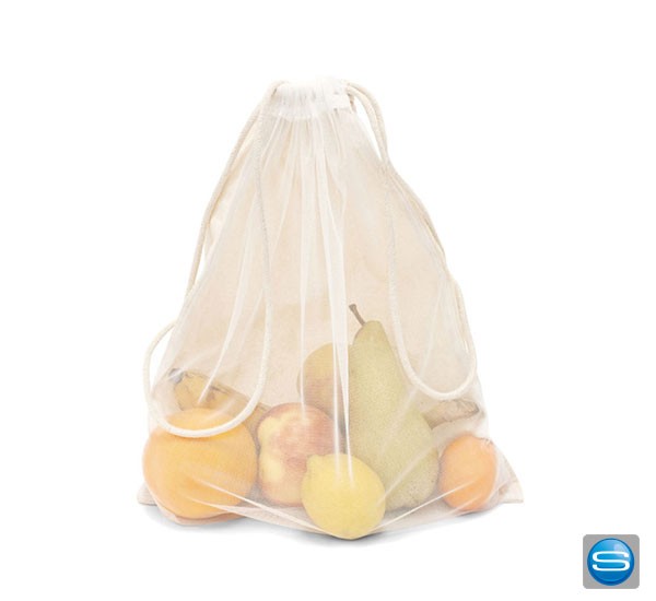 Gemüsenetz aus Nylon und Baumwolle mit Logodruck