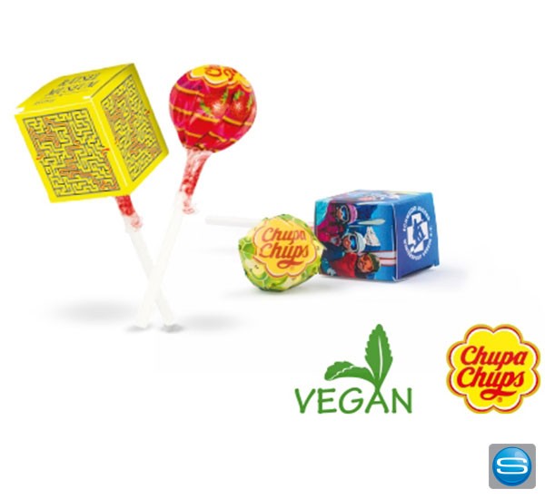 Chupa Chups Lutscher in bedruckter Lolly-Box