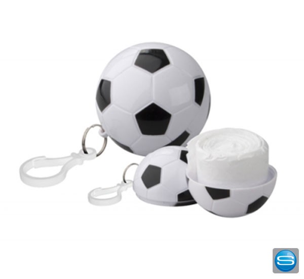 Regenponcho in Fußball Dose als Werbeträger