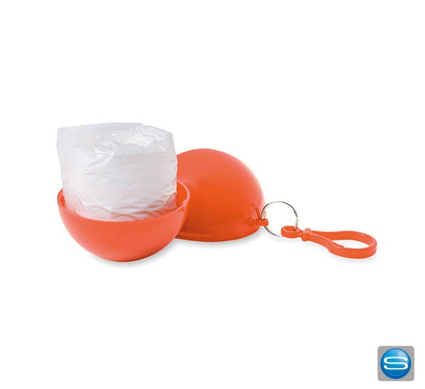 Regenponcho in einer Kunststoff Kugel als Werbemittel