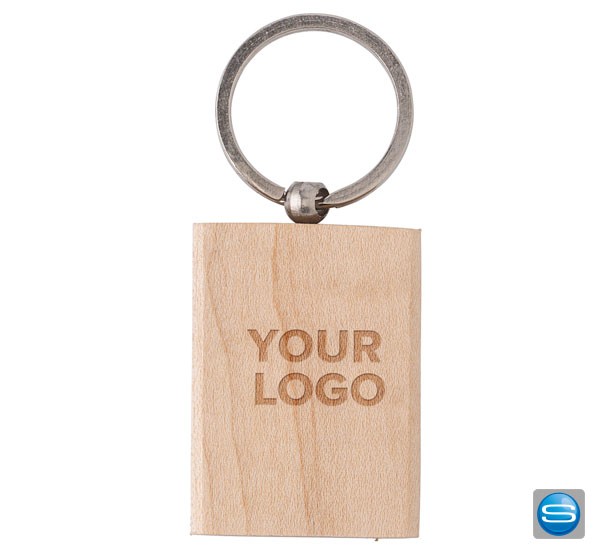 Schlüsselanhänger 'Woody 2' aus Holz mit Ihrem Logo gravieren