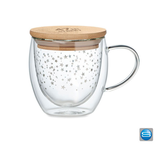 Becher mit Sternchen-Dekor als Werbegeschenk