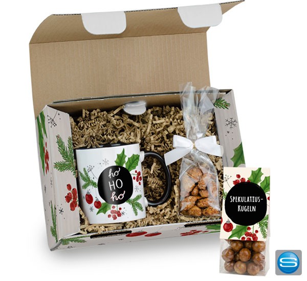 Weihnachtsgeschenkbox mit Logodruck