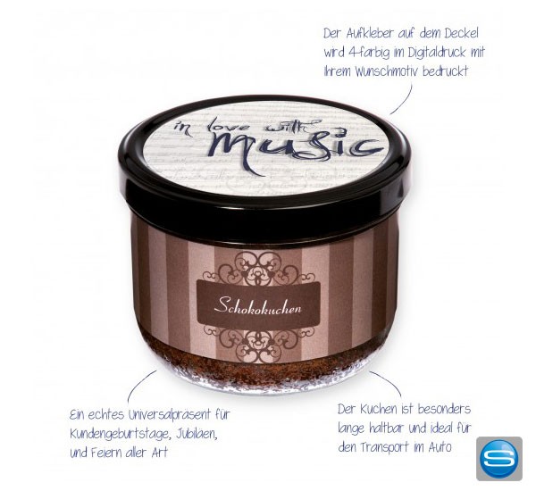 Kuchen im Glas mit Ihrer Werbebotschaft