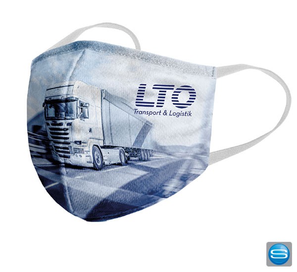Mundschutz mit Ihrem Logo und mit Gummi-Ohrenschlaufen als Werbeartikel