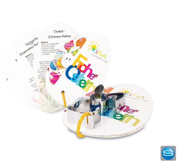 Backförmchen mit Rezeptblock als Werbemittel