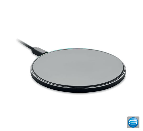 Induktive Ladestation mit Glas-Oberfläche als Werbegeschenk