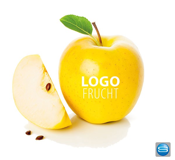 Gelbe Äpfel mit individueller Werbung