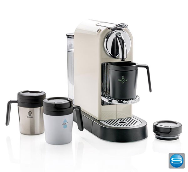 Kleine Kaffee-Becher mit Henkel mit Logoaufdruck