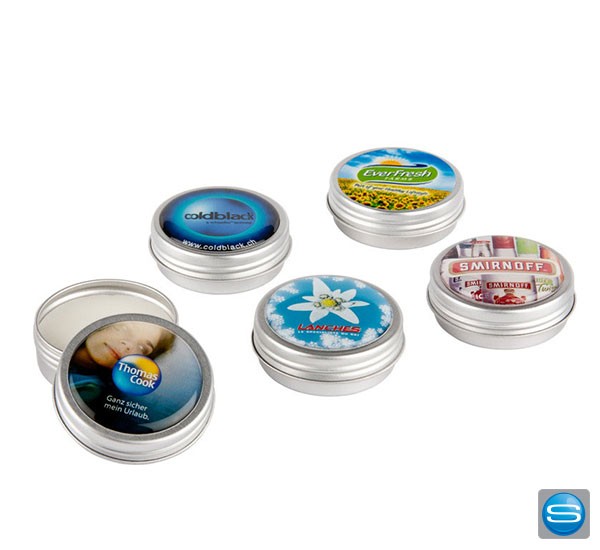 Lippenbalsam im Aludöschen mit Ihrer Werbung bedruckt