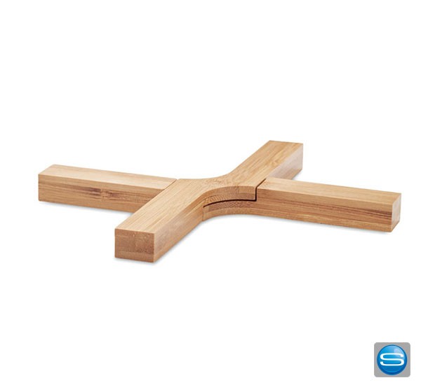 Topfuntersetzer aus Bambus mit Logodruck