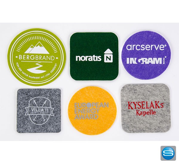 Untersetzer aus Filz mit Logodruck