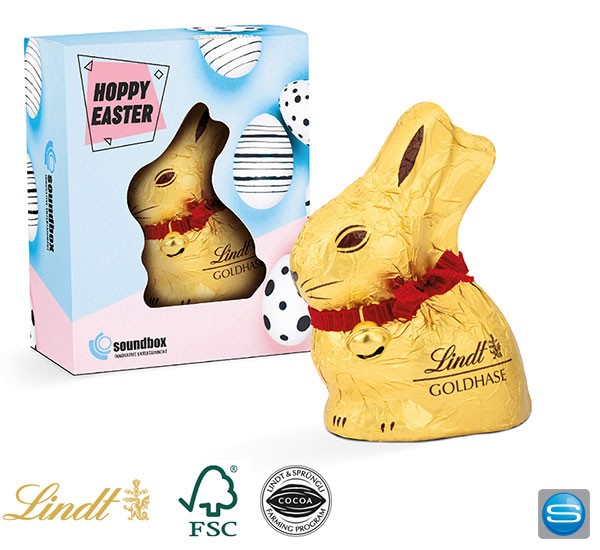 Lindt Osterhase in maxi Osterbox mit Ihrem Logo bedruckt
