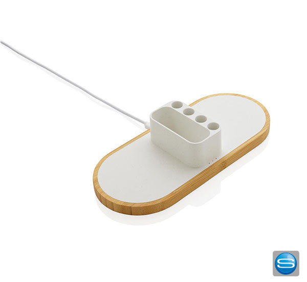 10W Dual Charger aus FSC®Bambus & RCS rPlastik als Werbeartikel