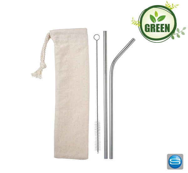 Cocktail Strohhalm mit Baumwollsäckchen als Giveaway