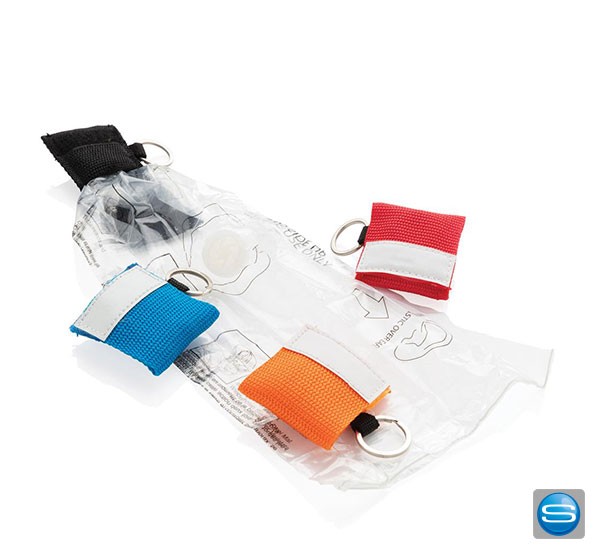 CPR Maske mit Schlüsselring als Werbung mit Logo bedrucken