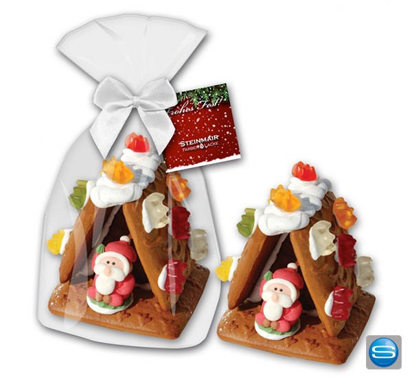 Lebkuchenhaus mit Fruchtgummi als Weihnachtspräsent für Ihre Kunden