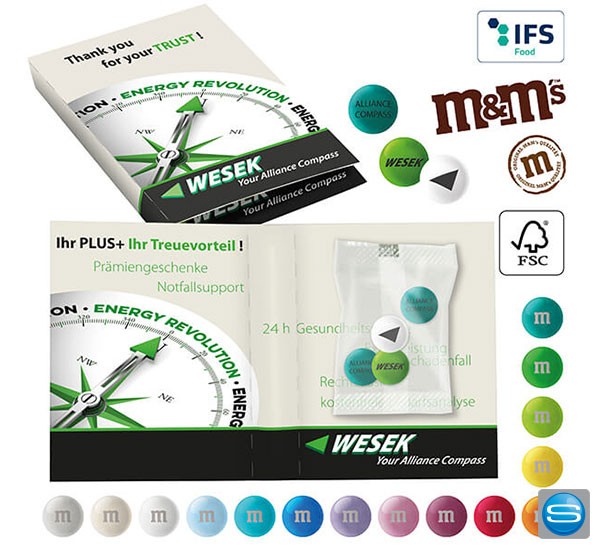 M&M'S® in der Werbekarte als Werbegeschenk