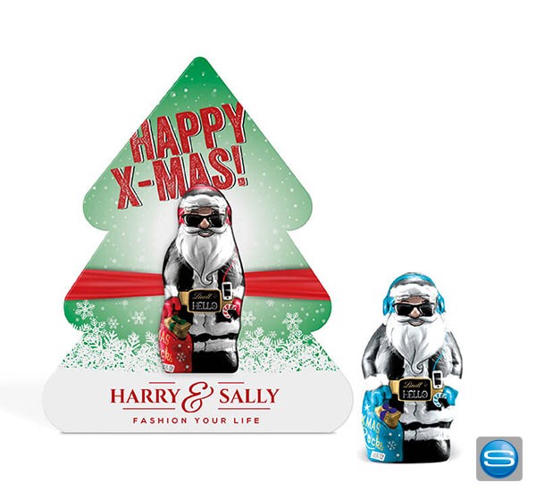 Mini Lindt HELLO Nikolaus in bedruckbarer Klemmkartonage