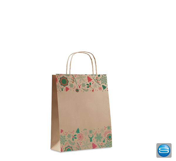 Kleine Geschenktüte mit weihnachtlichem Motiv als Werbepresent